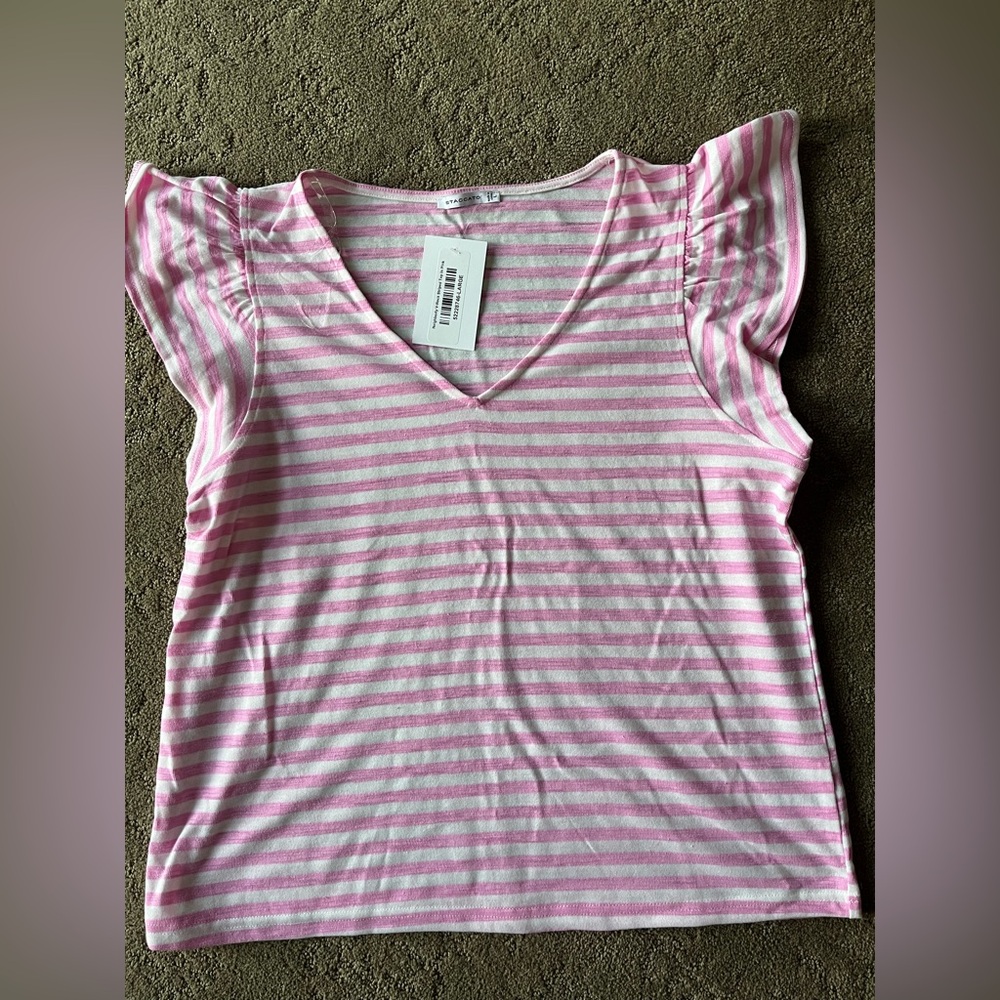 Staccato Pink and White Striped Top